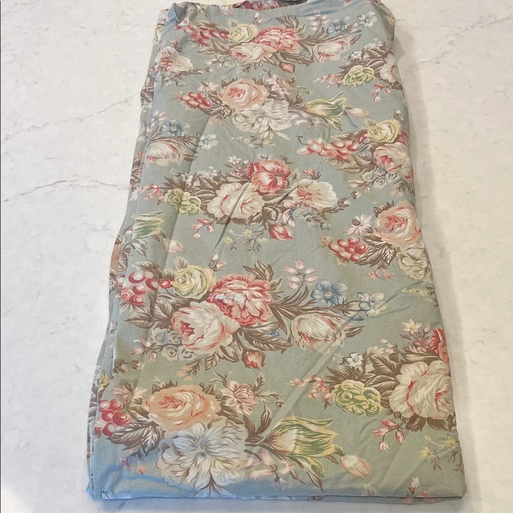 Ralph Lauren Floral Sheet Set in Light Blue with Pink and Cream Accents